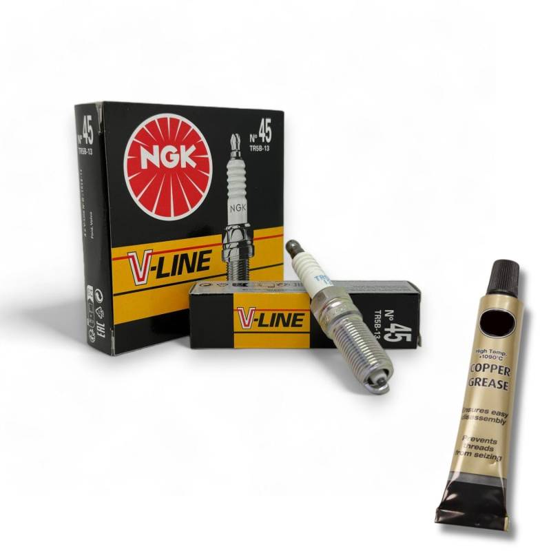 4x Zündkerzen V-Line passt für Ford Focus II 1.4/1.6 Bj. 2004-2010 + Kupferfett von XTRM-CAR