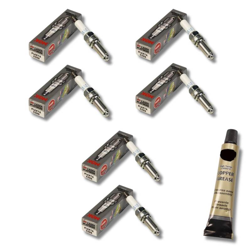 6x Zündkerzen von NGK passt für Mercedes SLK R171 280/300 / 350 Bj. 2004-2011 + Kupferfett von XTRM-CAR