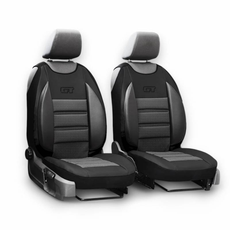 XTRM-CAR Sitzbezüge GT Ergonomic passt für Audi A3 - Hochwertige Autositzbezüge - 2 STK - GT SCHWARZ von XTRM-CAR