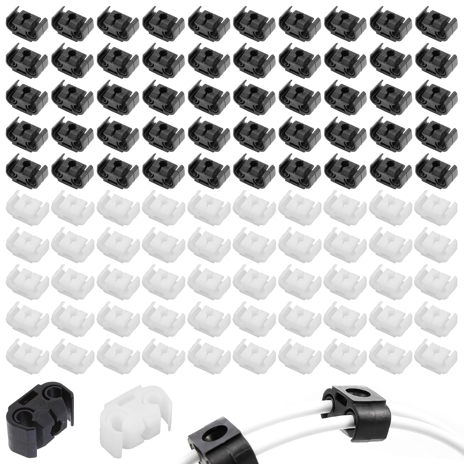 XTUDOU® 100 Stück Auto Bremsleitung Clip, Kunststoff Bremsschlaeuche Clip Schwarz, Halterung Halter Bremsschlaeuche Clip kompatibel Befestigung Doppelclip Allgemeines Automobilzubehör von XTUDOU