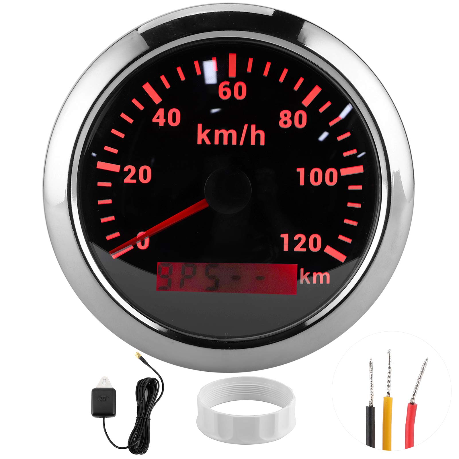 XTEVU GPS -Tachometer, 85 mm Kaufmesser digitaler Drehzahlmesser kompatibel mit Boot Motorradauto, 120 km Havigationssensor Marine Display (Black Dial) von XTevu