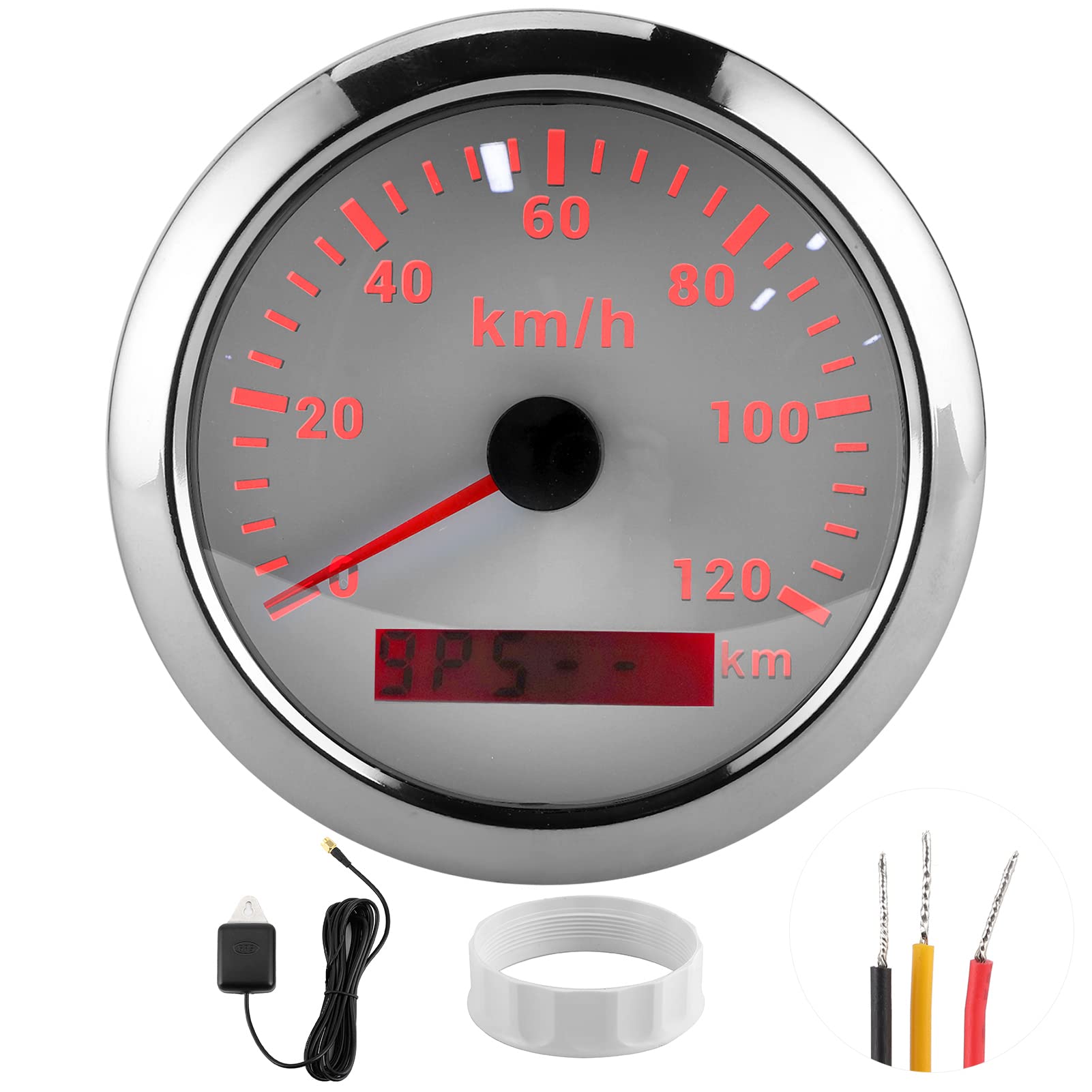 XTEVU GPS -Tachometer, 85 mm Kaufmesser digitaler Drehzahlmesser kompatibel mit Boot Motorradauto, 120 km Havigationssensor Marine Display (White Dial) von XTevu