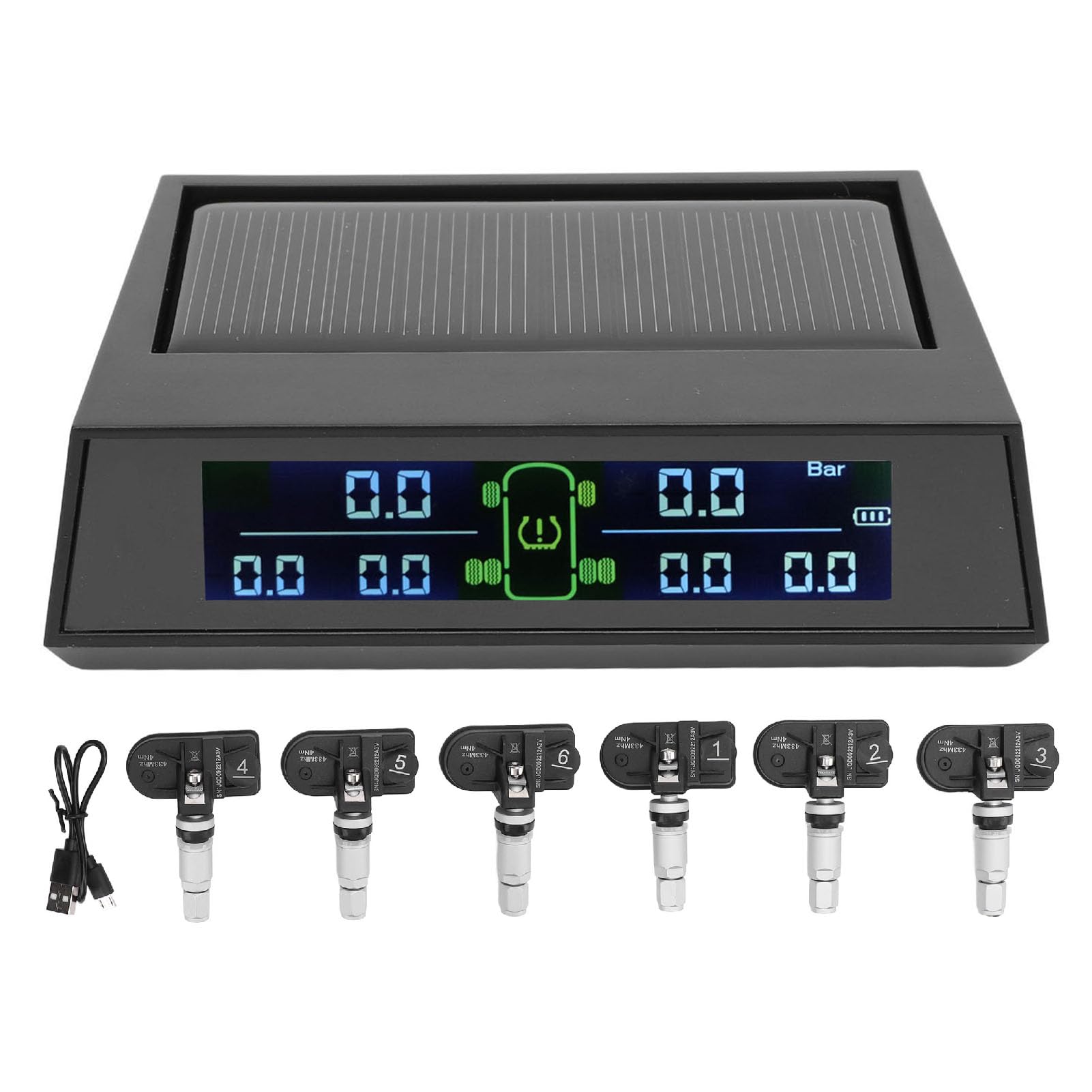XTEVU -TPMS, Reifendruckmonitor mit 6 Sensoren für CAR RV -Anhänger -Lkw, LCD -Anzeigesystem, Solarantriebs -Reifenalarmeinheit XTEVU -TPMS, Reifendruckmonitor mit 6 Sensoren für CAR RV -Anhänger -Lkw, LCD -Anzeigesystem, Solarantriebs -Reifenalarmeinheit von XTevu