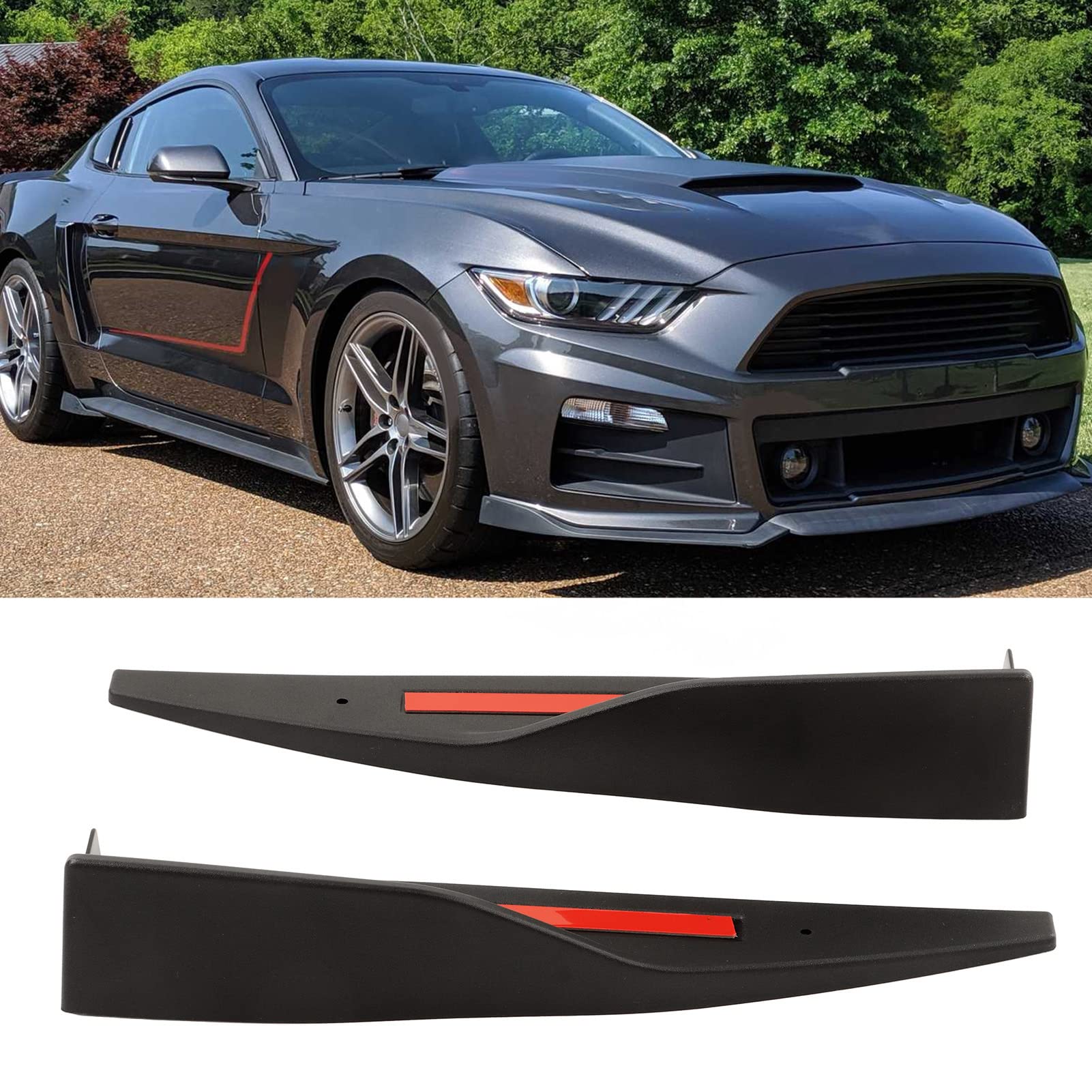 XTevu Auto-Seitenschweller-Splitter mit Spoiler, Splitter-Canard-Schutz, linke und rechte Kotflügelverkleidung – Karosserie-Set, Heckstoßstangen-Diffusor für Mustang Roush 2015–2019 von XTevu