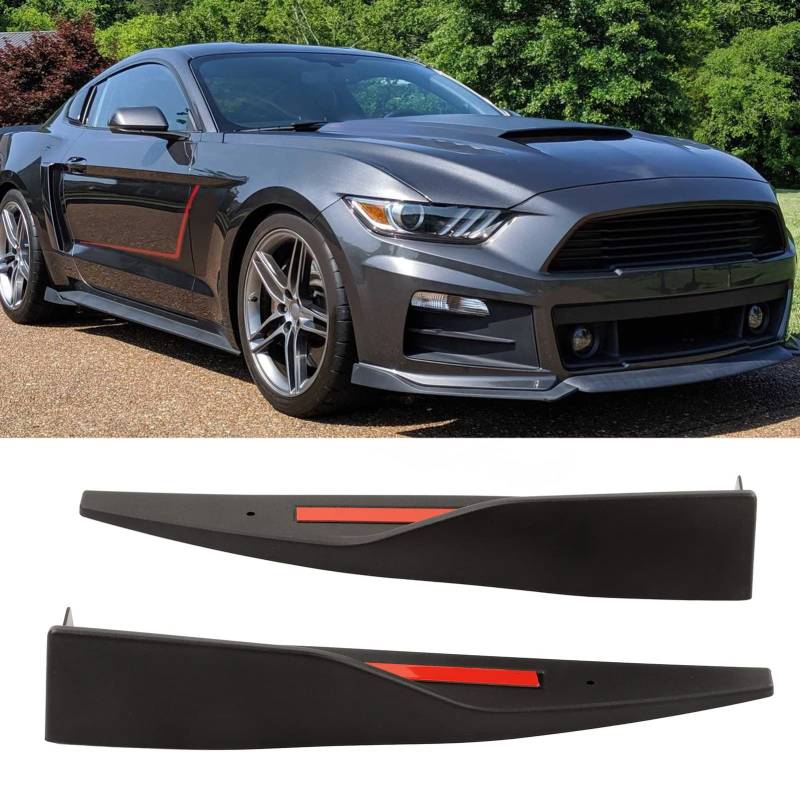 XTevu Auto-Seitenschweller-Splitter mit Spoiler, Splitter-Canard-Schutz, linke und rechte Kotflügelverkleidung – Karosserie-Set, Heckstoßstangen-Diffusor für Mustang Roush 2015–2019 von XTevu