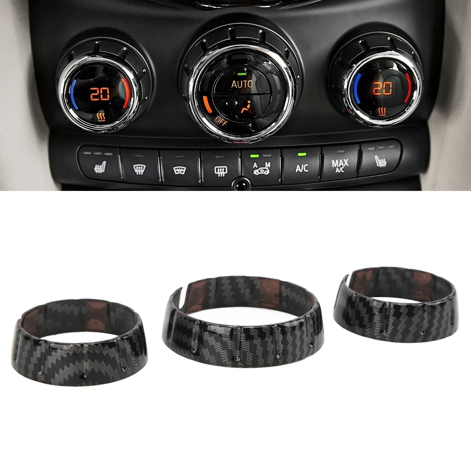 XTevu Carbonfaser-Stil Klimaanlagenschalter-Abdeckungsverkleidung Für Mini, Kompatibel Mit Mini Cooper F55 F56 2014–2021 XTevu Carbonfaser-Stil Klimaanlagenschalter-Abdeckungsverkleidung Für Mini, Kompatibel Mit Mini Cooper F55 F56 2014–2021 von XTevu