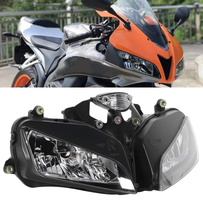 XTevu Motorrad-Scheinwerfer-Baugruppe: Frontscheinwerfer für Honda CBR600RR F5 2003–2006, CBR 600 RR 05 – Motorrad-Beleuchtungslampe, transparent von XTevu