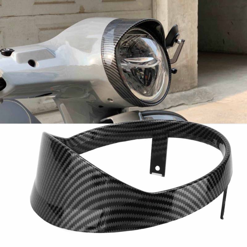 XTevu Motorrad-Scheinwerferabdeckung, Kompatibel Mit Vespa GTS 250 300 – Scheinwerferschutz, Scheinwerferring, Schwarzer Scheinwerferschutz(CF-Muster) von XTevu