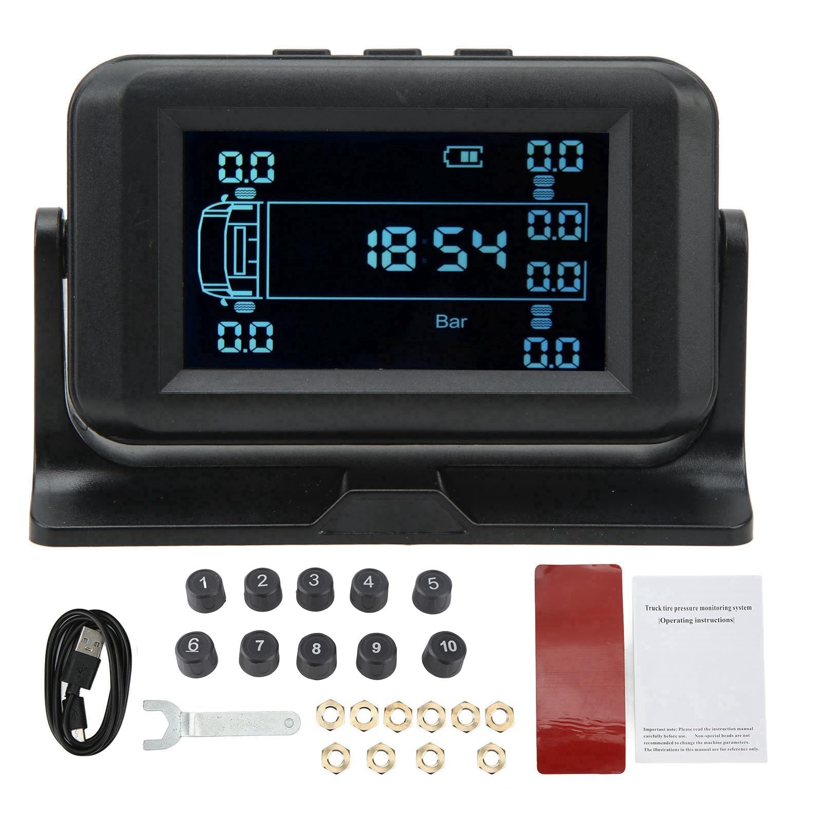 XTevu -Reifendruckmonitor, drahtloses TPMS -System mit 10 Sensoren für Wohnmobile, LKW -Anhänger, Solar -Ladungs -Reifensensor -Kit, 15 -Barten -Druckalarmsystem XTevu -Reifendruckmonitor, drahtloses TPMS -System mit 10 Sensoren für Wohnmobile, LKW -Anhänger, Solar -Ladungs -Reifensensor -Kit, 15 -Barten -Druckalarmsystem von XTevu
