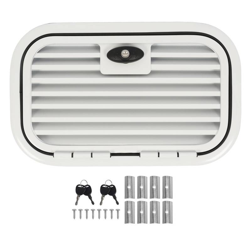 XTevu Storage Hatchtür, 20x12 Zoll Zugangstür Kühlergrill kompatibel mit RV -Wohnmobil -Tränenanhänger, Aluminium -Legierungsgepäckschlüssel, abschließbarer Belüftetür von XTevu