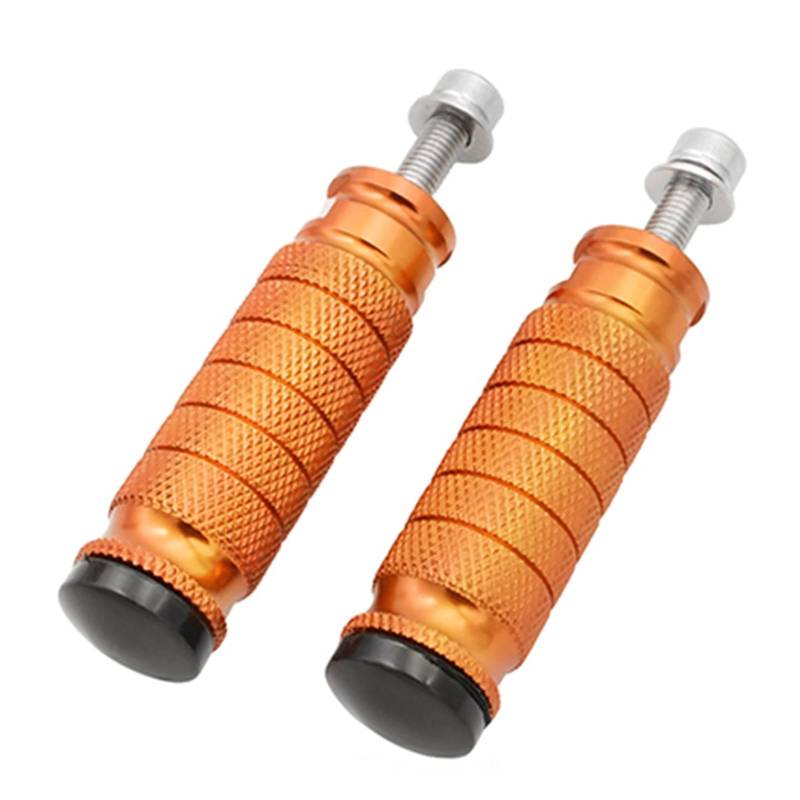XUBOR 1 Paar Motorrad M8 Universal CNC Aluminium Motorrad Fußstützen Hinten Fußrasten Pedale Rest Set Racing Motor Motorrad-Fußrasten(Orange) von XUBOR