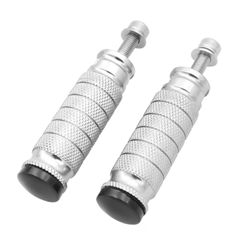 XUBOR 1 Paar Motorrad M8 Universal CNC Aluminium Motorrad Fußstützen Hinten Fußrasten Pedale Rest Set Racing Motor Motorrad-Fußrasten(Silver) von XUBOR