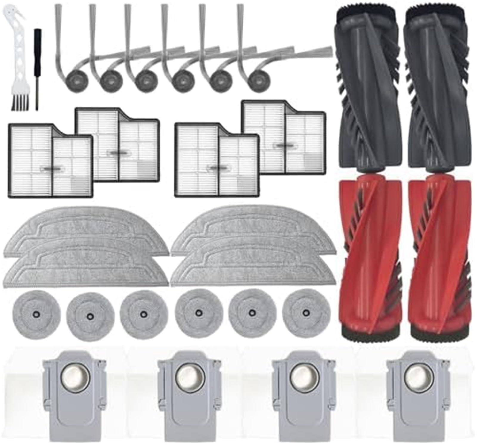 XUBOR 30-teiliges Ersatzteilzubehör for Roborock, Saros 10 G30 Staubsauger, 2 Doppel-Hauptbürsten, 10 Wischpads, 4 HEPA-Filter, 4 Staubbeutel, 6 Seitenbürsten, 1 Reinigungsbürste, 1 Schraubendreher St XUBOR 30-teiliges Ersatzteilzubehör for Roborock, Saros 10 G30 Staubsauger, 2 Doppel-Hauptbürsten, 10 Wischpads, 4 HEPA-Filter, 4 Staubbeutel, 6 Seitenbürsten, 1 Reinigungsbürste, 1 Schraubendreher St von XUBOR