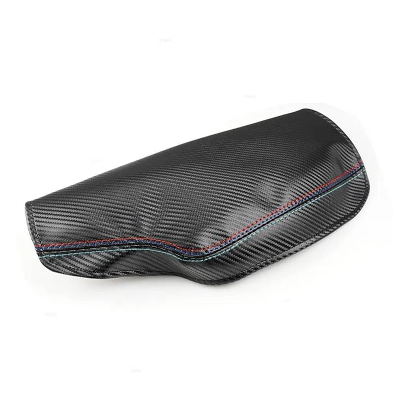 XUBOR LHD, for, 3er F30 2013–2018, Carbon-Textur-Leder, Rot, Blau, Hellblaue Linie, Mittelkonsolendeckel, Armlehnenkastenabdeckung von XUBOR