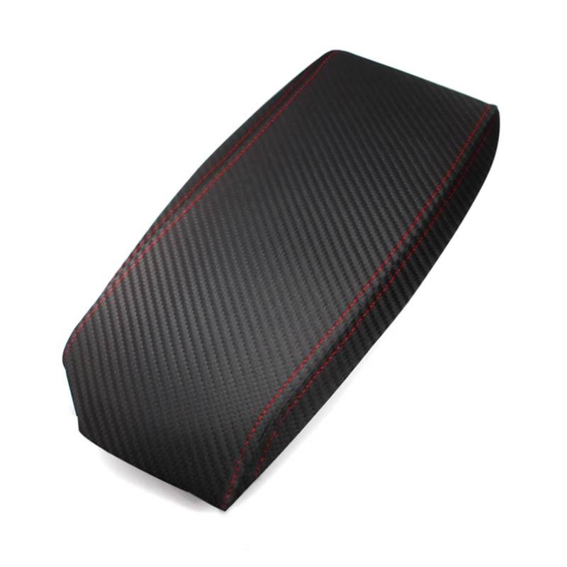XUBOR for Toyota, Prius 2004 2005 2006 2007 2008 2009 Carbon Texture Mikrofaser Leder Innenausstattung Mittelarmlehne Box Abdeckung Aufkleber Zierleiste(Red line) von XUBOR