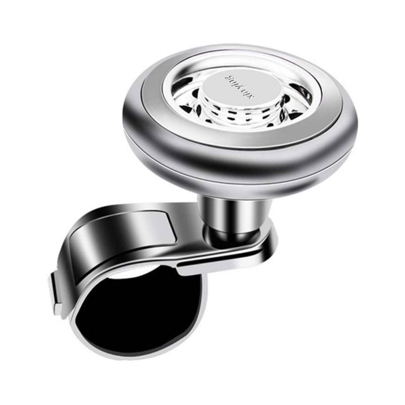 Lenkradknauf, Universal Auto Lenkradknauf 2 PC-Auto-Knopf Flexible Easy Install Spinner Rotation Anti-Rutsch-Universal-Silikon Lenkrad Booster Werkzeug-Handgriff(Silver) von XUEZHEN