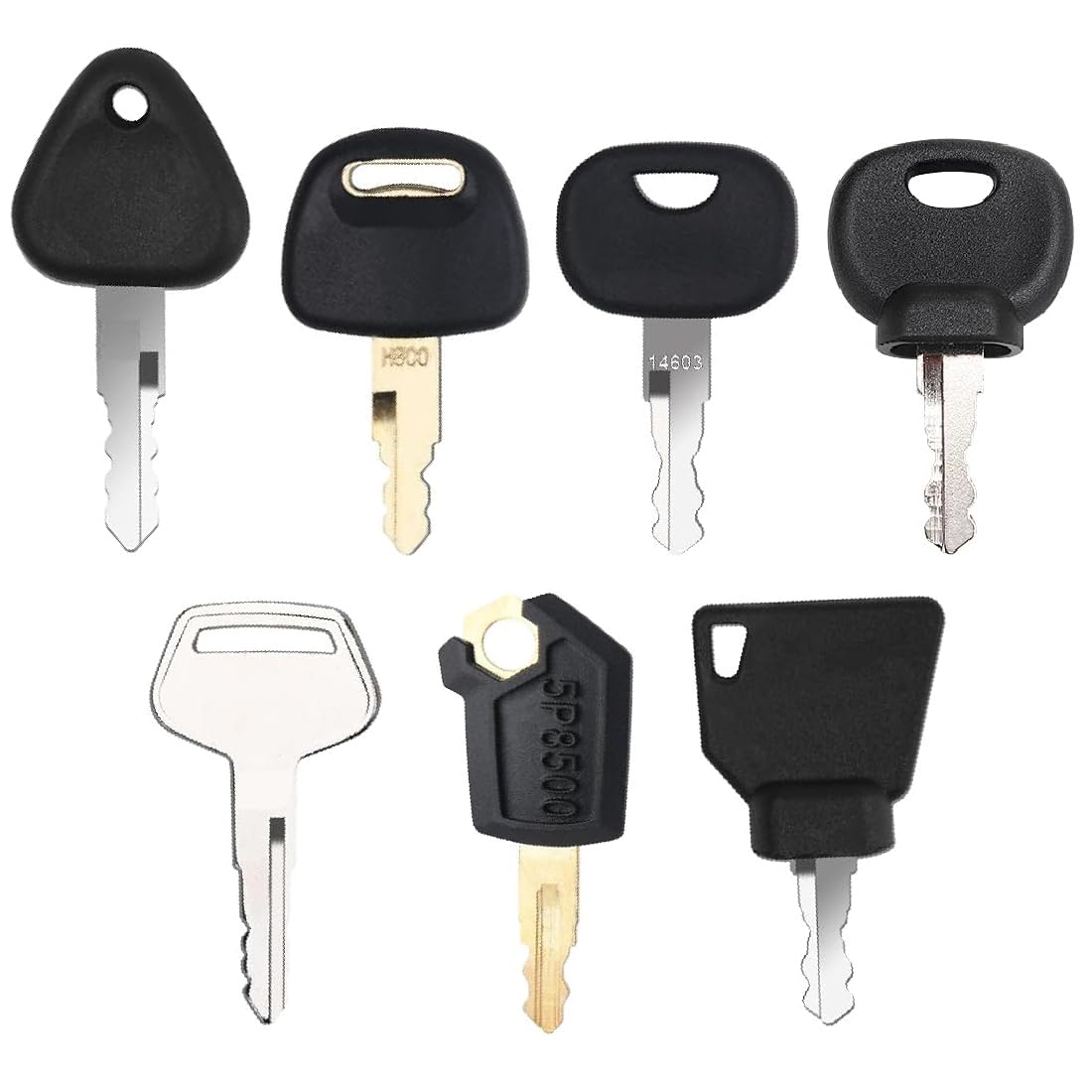 XUJLRL 7 Stück Gaohou Ersatz-Zündschlüssel-Set Baumaschinen Schlüssel Universal Zündschalter mit Schlüsselring von XUJLRL