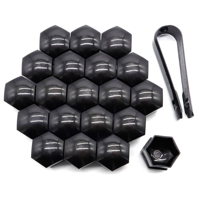XUKEY 20 Stück Radschraubenkappen 19 MM Universal Radmutterkappen, Kunststoff Kappen Abdeckungen Abdeckkappen für Schrauben, Sechseckige Reifenmutternabdeckungen mit Entfernungswerkzeugsatz (19 mm) von XUKEY