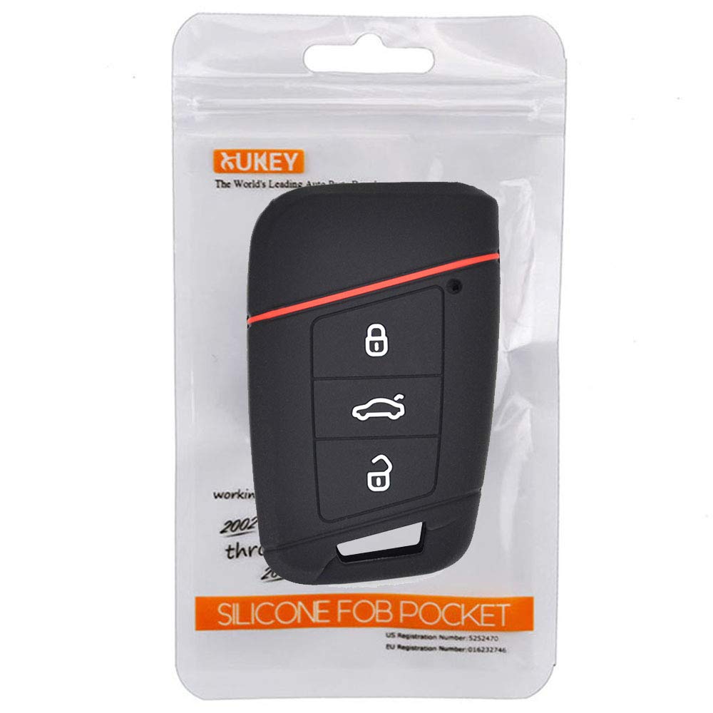 XUKEY 3 Knopf-Silikon-Car Remote Key Fob Shell Hülle für Passat Jetta Für Superb Kodiaq A7 2015 2016 2017 2018 2019 2020 Shell-Halter von XUKEY