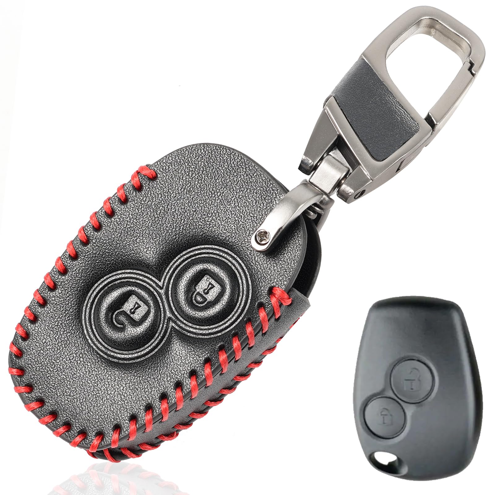 XUKEY Auto Schlüssel Hülle für Renault Autoschlüssel Gehäuse PU Leder 2 Tasten Schlüsselhülle Schwarz Schutzhülle für Renault Kangoo Modus Clio Master Trafic Twingo Dacia von XUKEY