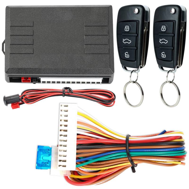 XUKEY Auto Zentralverriegelung Universal Keyless Go Nachrüsten Schlüsselloses Zugangssystem Auto Türschloss Keyless Entry System mit 2 Fernbedienung Kit von XUKEY