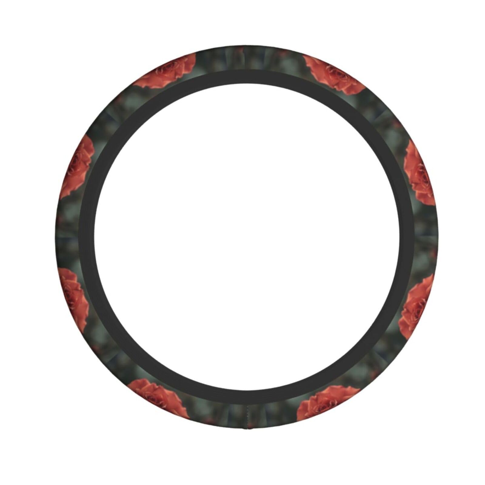 Elastische Stretch-Lenkradabdeckung mit rotem Rosen-Druck, Lenkradzubehör, passend für Auto, LKW, SUV Elastische Stretch-Lenkradabdeckung mit rotem Rosen-Druck, Lenkradzubehör, passend für Auto, LKW, SUV von XULLZH