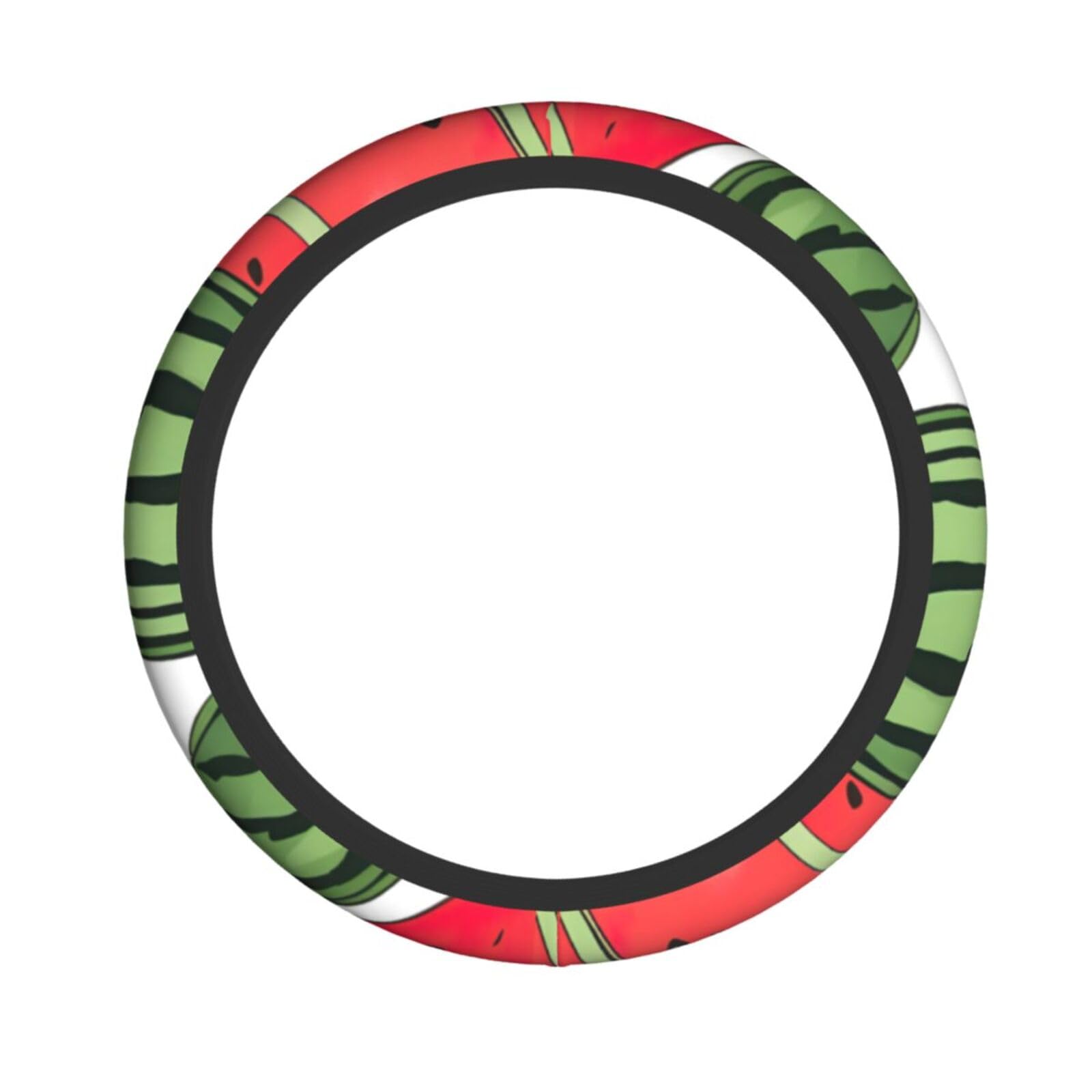 Elastischer Stretch-Lenkradbezug mit rotem Wassermelonen-Druck, Lenkradzubehör, passend für Auto, LKW, SUV Elastischer Stretch-Lenkradbezug mit rotem Wassermelonen-Druck, Lenkradzubehör, passend für Auto, LKW, SUV von XULLZH