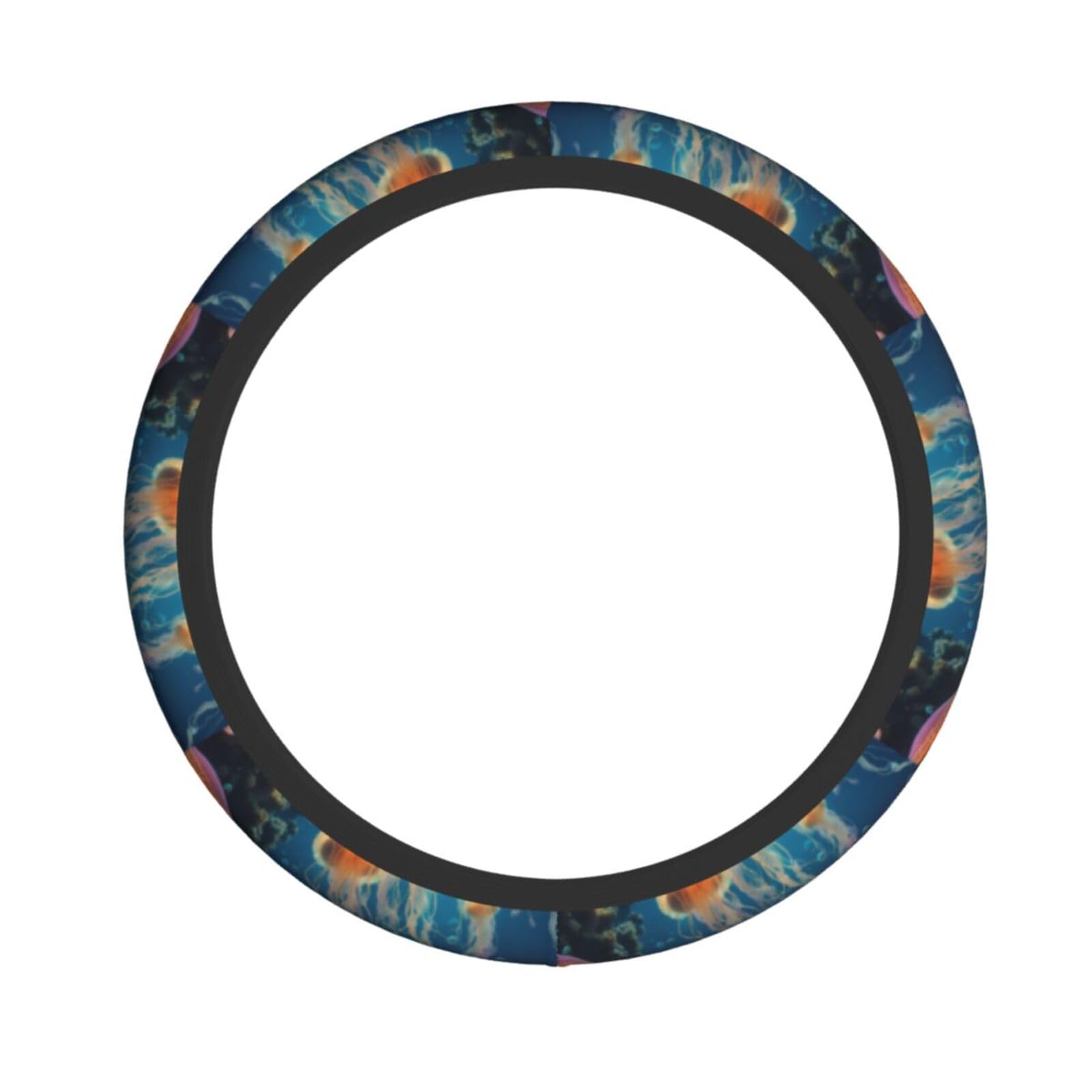 Elastisches Stretch-Lenkradbezug mit Quallen-Ozean-Druck, Lenkradzubehör, passend für Auto, LKW, SUV Elastisches Stretch-Lenkradbezug mit Quallen-Ozean-Druck, Lenkradzubehör, passend für Auto, LKW, SUV von XULLZH