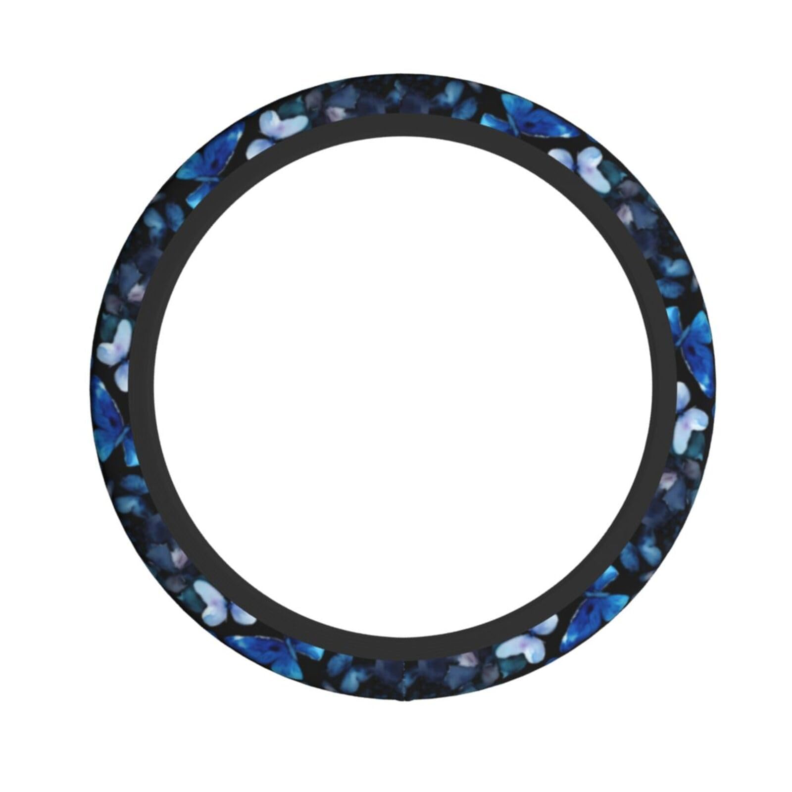 Lenkradbezug mit blauen Schmetterlingen, weißen Blumen, elastisch, dehnbar, Lenkradzubehör, passend für Auto, LKW, SUV Lenkradbezug mit blauen Schmetterlingen, weißen Blumen, elastisch, dehnbar, Lenkradzubehör, passend für Auto, LKW, SUV von XULLZH