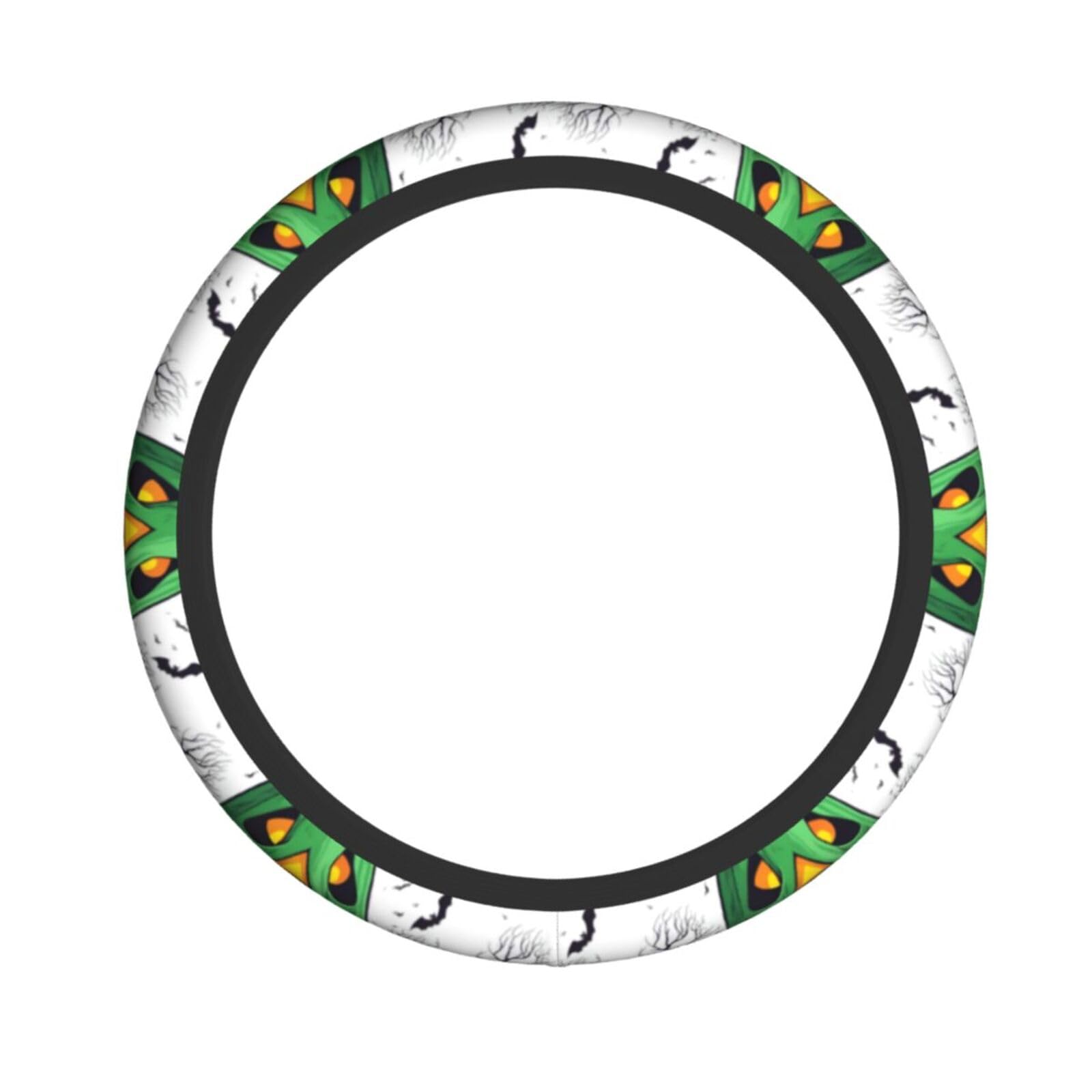 Lenkradbezug mit grünem Geist, Horror, Halloween, Kürbis, elastisch, dehnbar, Lenkradzubehör, passend für Auto, LKW, SUV Lenkradbezug mit grünem Geist, Horror, Halloween, Kürbis, elastisch, dehnbar, Lenkradzubehör, passend für Auto, LKW, SUV von XULLZH