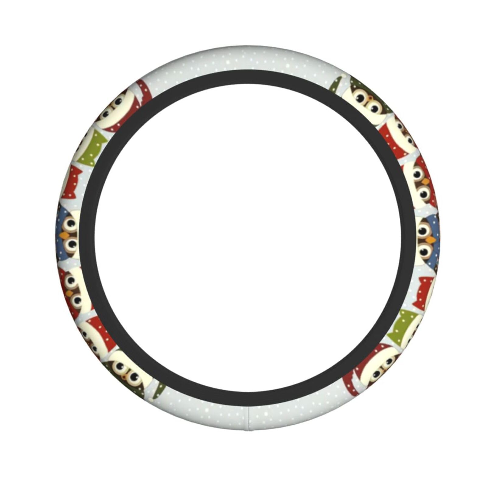 Niedliche Weihnachts-Eulen auf Ast Druck elastische Stretch-Lenkradabdeckung Lenkradzubehör passend für Auto, LKW, SUV Niedliche Weihnachts-Eulen auf Ast Druck elastische Stretch-Lenkradabdeckung Lenkradzubehör passend für Auto, LKW, SUV von XULLZH