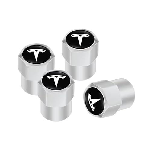 4 Stück Ventilkappen für Tesla Model S Model X Model 3 Model Y, Reifenventil Ventile Reifen Autoreifen für Ventildeckel Auto-Reifen Felgenventile,Silver-A 4 Stück Ventilkappen für Tesla Model S Model X Model 3 Model Y, Reifenventil Ventile Reifen Autoreifen für Ventildeckel Auto-Reifen Felgenventile,Silver-A von XVBFSC