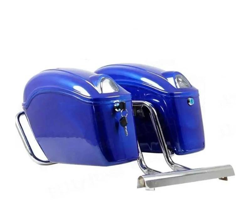 Motorradtasche Gepäcktaschen Für Shadow Spirit Sabre Aero ACE Steed VLX 400 600 1100 DLX VTX1300 1800 Motorrad Harte Satteltasche Trunk Bag Seitenbox Motorrad Hecktasche(Blau) von XVGUOYAN