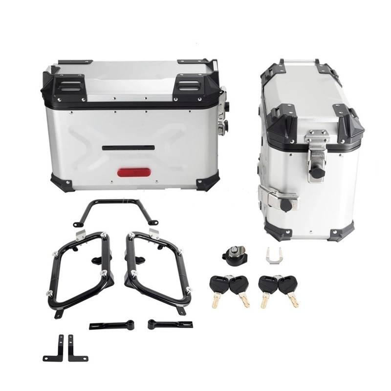 Motorradtasche Gepäcktaschen Für Softail Street Bob FXBB FXBBS FXST 2018 2019 2020 2021 2022 2023 45L Aluminium Seitenkofferraum Hinten Satteltaschen Gepäckbox W Innenhalterung Motorrad Hecktasche(Sil von XVGUOYAN