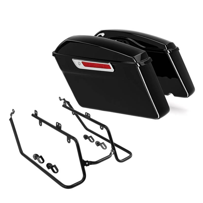 Motorradtasche Gepäcktaschen Für Street Für Fat Bob Low Rider Für Super Glide FLD FXDB FXDF FXDLS FXDWG Harte Satteltasche Seitentasche & Umwandlung Unterstützung Halterung Motorrad Hecktasche(Chrome von XVGUOYAN