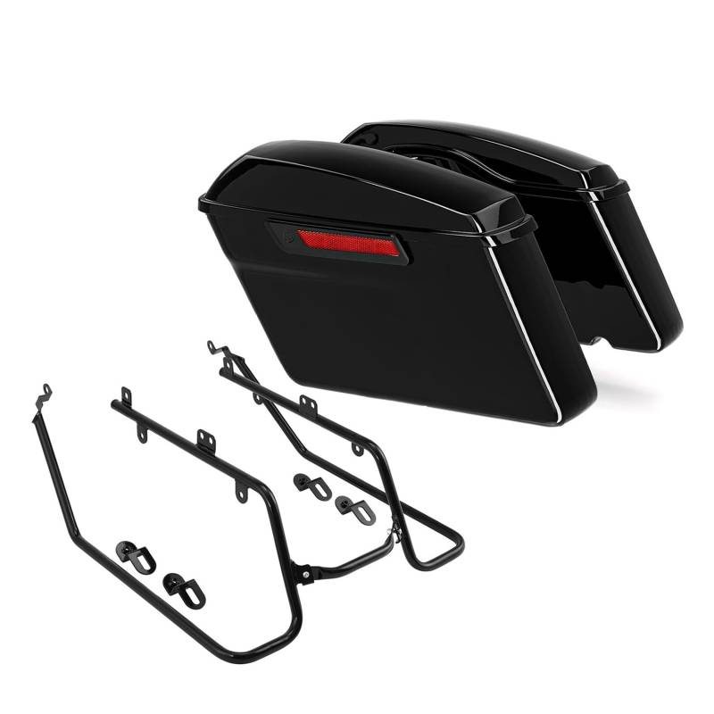 Motorradtasche Gepäcktaschen Für Street Für Fat Bob Low Rider Für Super Glide FLD FXDB FXDF FXDLS FXDWG Harte Satteltasche Seitentasche & Umwandlung Unterstützung Halterung Motorrad Hecktasche(Black L von XVGUOYAN