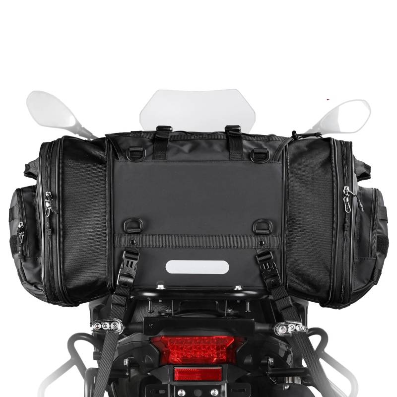 Motorradtasche Gepäcktaschen Motorradtasche 40-60L wasserdichte Hecktasche Satteltasche Mit Großer Kapazität Reisegepäck Erweiterbare Motorrad-Sitztasche Motorrad Hecktasche(60 L) von XVGUOYAN