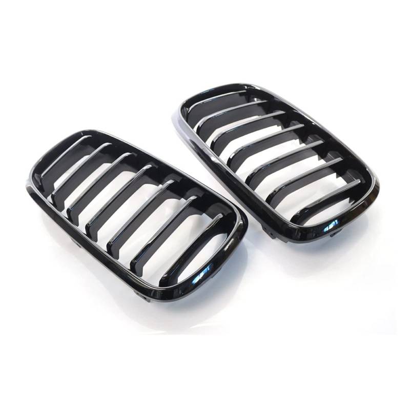 1 Paar glänzend schwarze Nierengitter für die vordere Stoßstange, einzelne Lamellen, kompatibel mit BMW F15 F16 X5 X6 F85 F86 X5M X6M 2014–2018, Renngitter von XWBTRQLK
