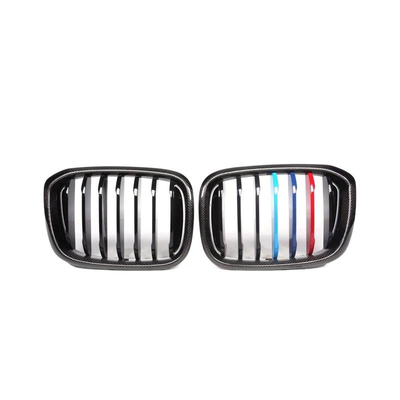 2 Pecies Echt Carbon + ABS Front Nierengrill Kompatibel Für BMW X3 X4 G01 G02 G08 Racing Grille XDrive20i XDrive30i 2018-2021 Auto Styling(1-slat carbon tri) von XWBTRQLK