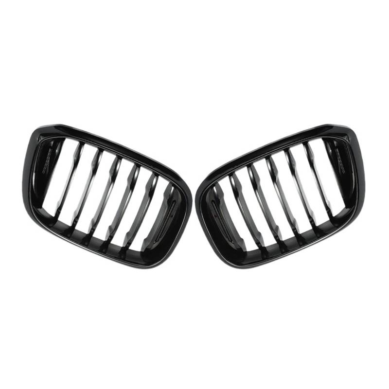 2 Stück Auto Front Hood Nierengrill Grill Mesh Glänzend Schwarz Racing Grills Kompatibel für BMW X3 G01 X4 G02 2018 2019 2020(Glossy Black 1 Slat) von XWBTRQLK