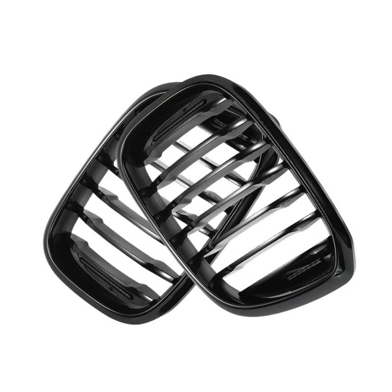 2 Stück Auto Front Hood Nierengrill Grill Mesh Glänzend Schwarz Racing Grills Kompatibel für BMW X3 G01 X4 G02 2018 2019 2020(Glossy Black 2 Slat) von XWBTRQLK