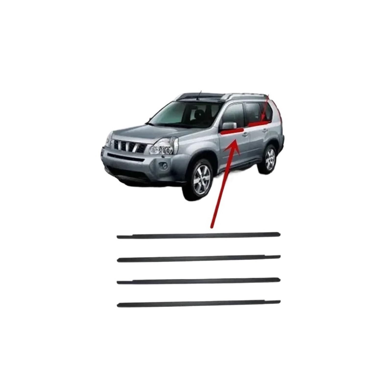 4 Stück Außenfenster-Gummidichtung kompatibel für Nissan X-Trail T31 2008–2013 80821-1DA0A Glasschutz Fensterglas Wetterstreifen von XWBTRQLK