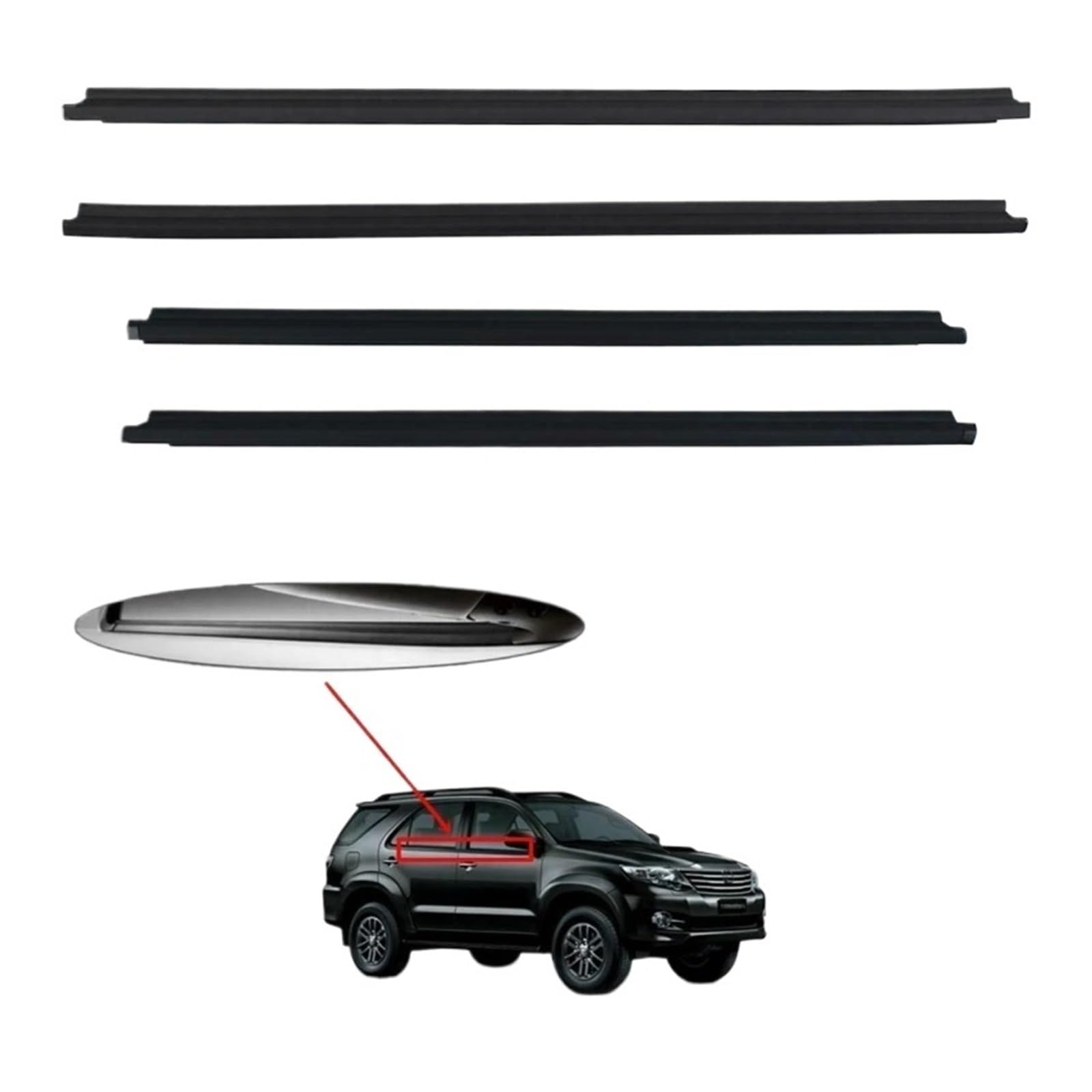 4 stücke Auto Tür Fenster Glas Wasserdichte Abdichtung Streifen Kompatibel Für Toyota Fortuner 2004-2015 4 stücke Auto Tür Fenster Glas Wasserdichte Abdichtung Streifen Kompatibel Für Toyota Fortuner 2004-2015 von XWBTRQLK