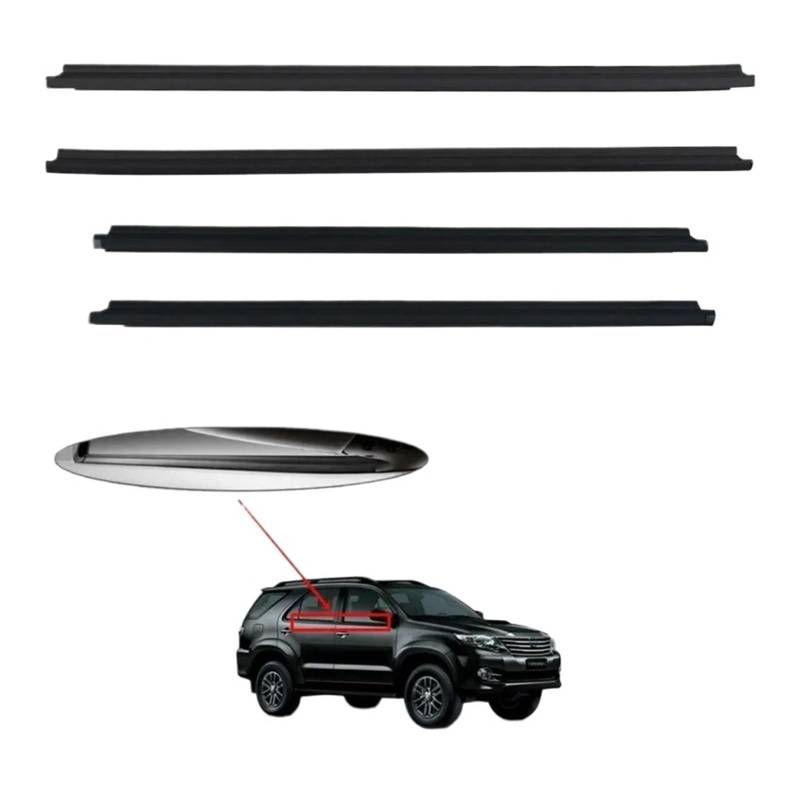 4-teiliges Dichtungsprofil für Autofenster außen, Seitentürform, wasserdichte Druckleiste, kompatibel mit Toyota Fortuner 2004–2015 von XWBTRQLK