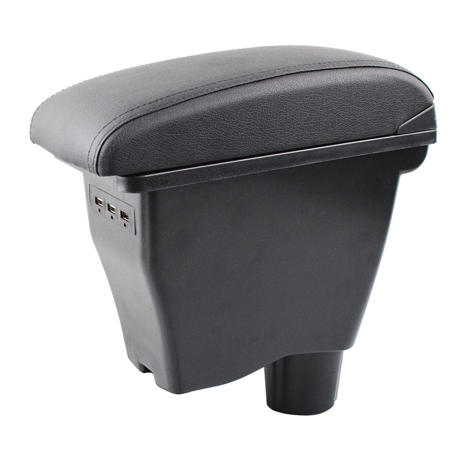 Armlehne kompatibel for Smart Fortwo Forfour 2014–2019, schwarze Leder-Mitte, USB-Aufbewahrungsbox, Modifikation 2016 2018(Black thread) von XWBTRQLK