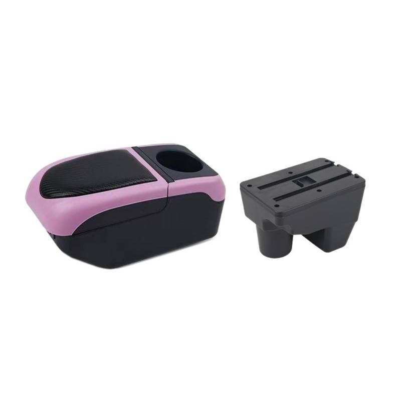 Armlehnenbox kompatibel for Toyota Yaris Elegant Aufbewahrungsbox 2020–2022 Innenausstattung mit USB-Schnittstelle(Black-pink) von XWBTRQLK
