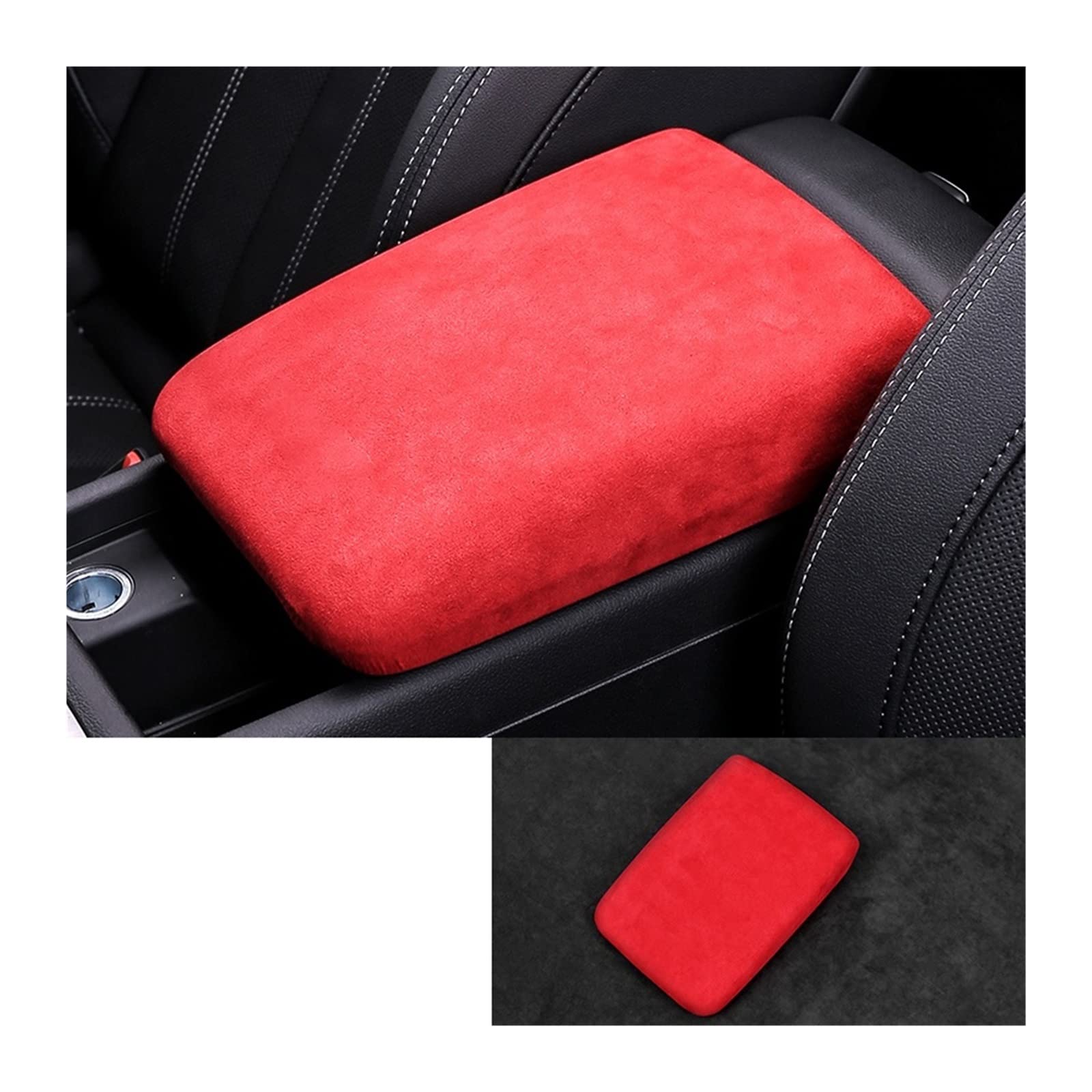 Auto Armlehne Box Leder Schutzhülle Kompatibel for A4 A5 S4 S5 B9 8WH Zentrale Steuerung Armlehne Dekoration Auto Zubehör(Red) von XWBTRQLK