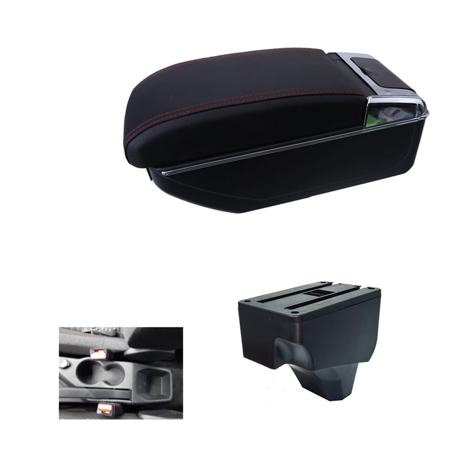 Auto Armlehne Kompatibel for Peugeot 2008 2019 2020 2021 Armlehne Box Retrofit Teile Innen Lagerung Zubehör Box USB LED(A3 red line 7USB) von XWBTRQLK