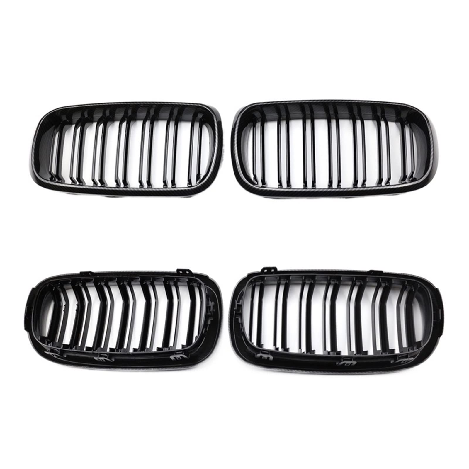 Auto Carbon Gloss Black Doppellamellen Kühlergrill Grill Kompatibel für BMW X5 F15 X6 F16 X5M F85 X6M 2014-2018 Autozubehör von XWBTRQLK