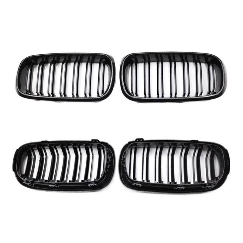 Auto Carbon Gloss Black Doppellamellen Kühlergrill Grill Kompatibel für BMW X5 F15 X6 F16 X5M F85 X6M 2014-2018 Autozubehör von XWBTRQLK